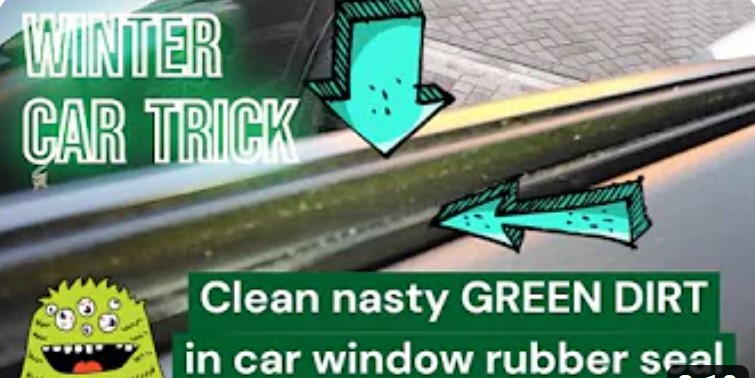 Tip om groene algen uit rubberen auto strip van autoruit te reinigen