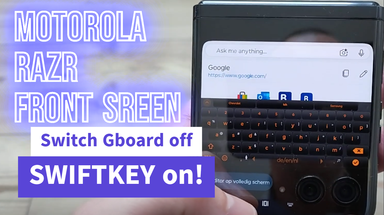 Kako uporabljati SWIFTKEY namesto Gboard na zunanjem zaslonu naprave Motorola RAZR