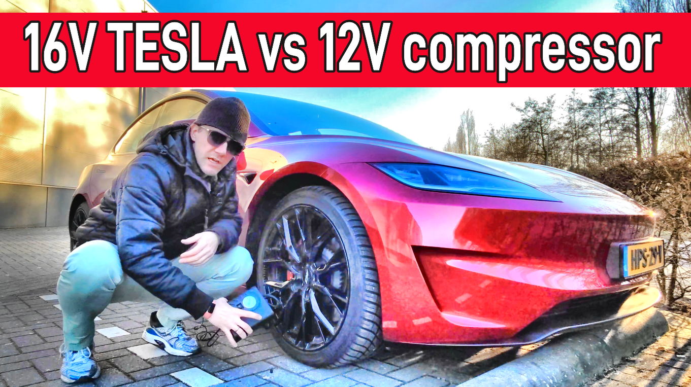 Tesla 16V Battery Test: Can You Use a 12V Slime Tire Compressor?